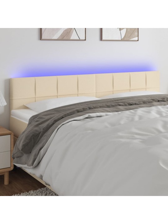 Gultas galvgalis ar led, 200x5x78/88 cm, krēmkrāsas audums