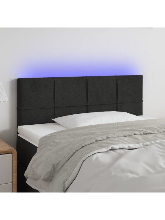Gultas galvgalis ar led, 80x5x78/88 cm, melns samts