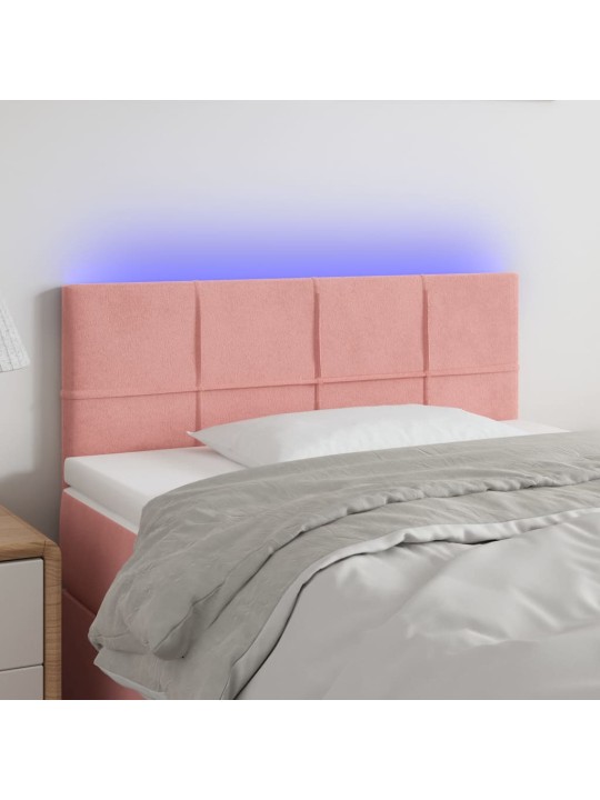 Gultas galvgalis ar led, 80x5x78/88 cm, rozā samts