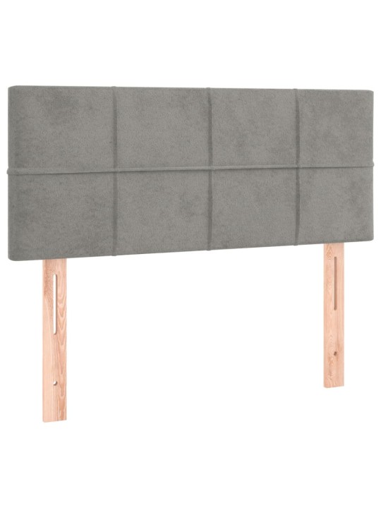 Gultas galvgalis ar led, 90x5x78/88 cm, gaiši pelēks samts
