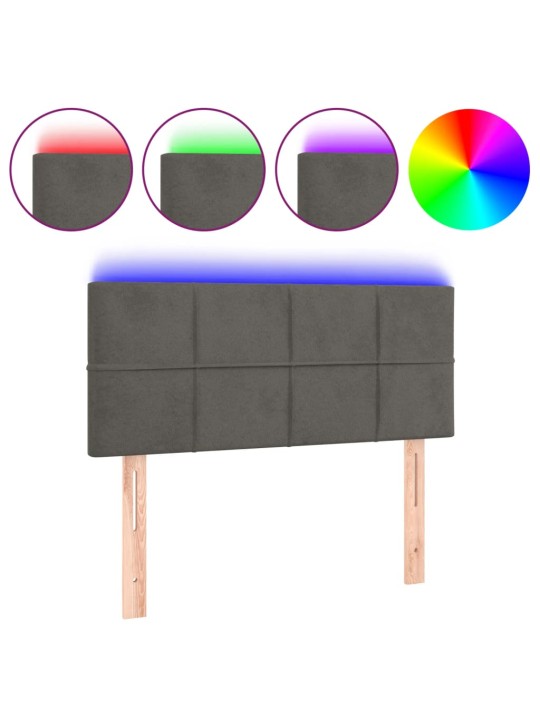 Gultas galvgalis ar led, 90x5x78/88 cm, tumši pelēks samts