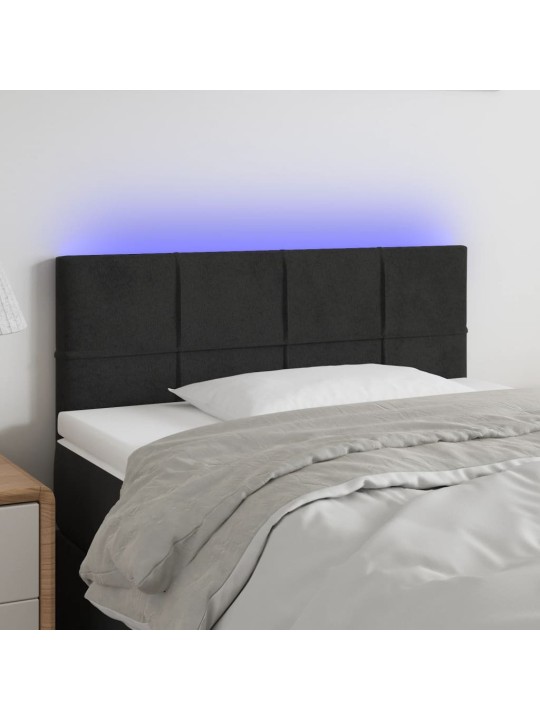 Gultas galvgalis ar LED, 90x5x78/88 cm, melns samts