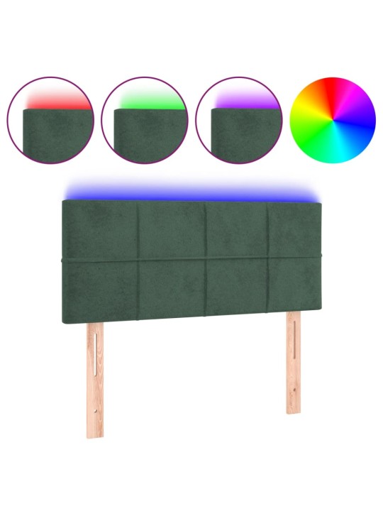 Gultas galvgalis ar led, 90x5x78 cm, tumši zaļš samts