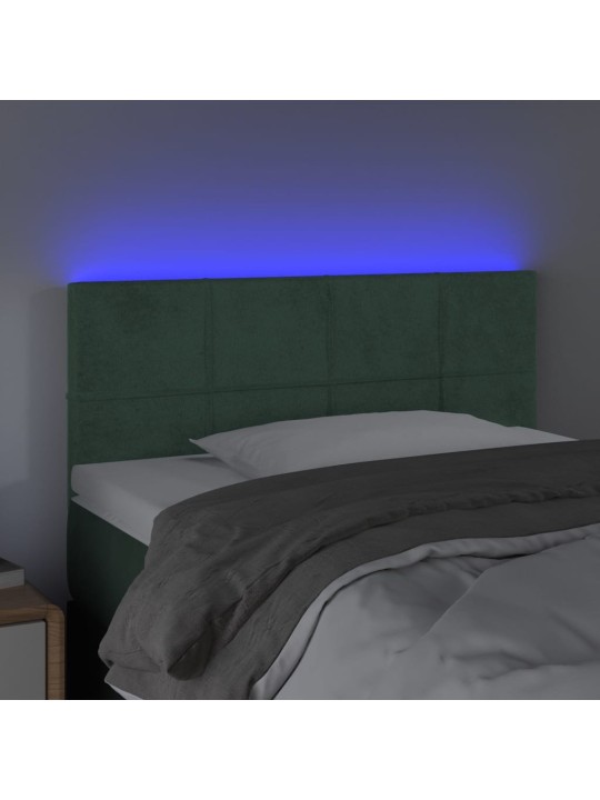 Gultas galvgalis ar led, 90x5x78 cm, tumši zaļš samts