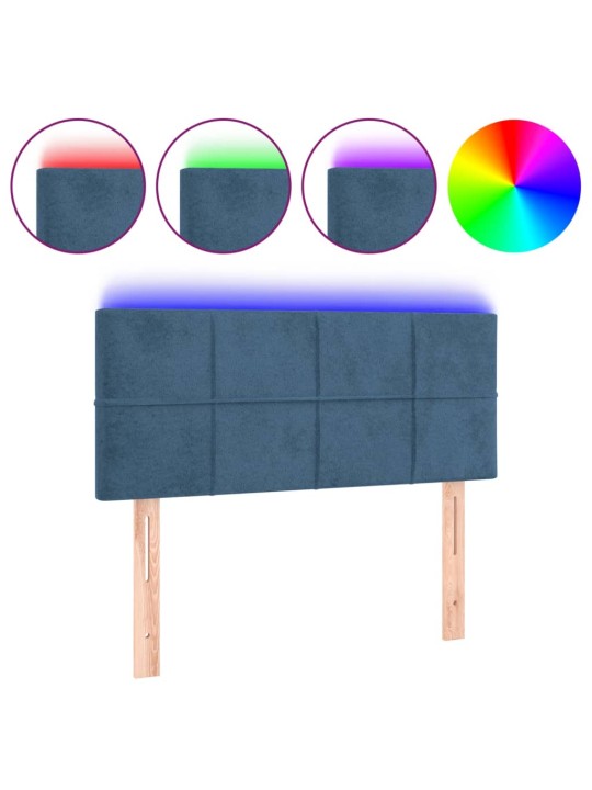Gultas galvgalis ar led, 90x5x78/88 cm, tumši zils samts