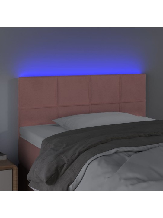 Gultas galvgalis ar led, 90x5x78/88 cm, rozā samts