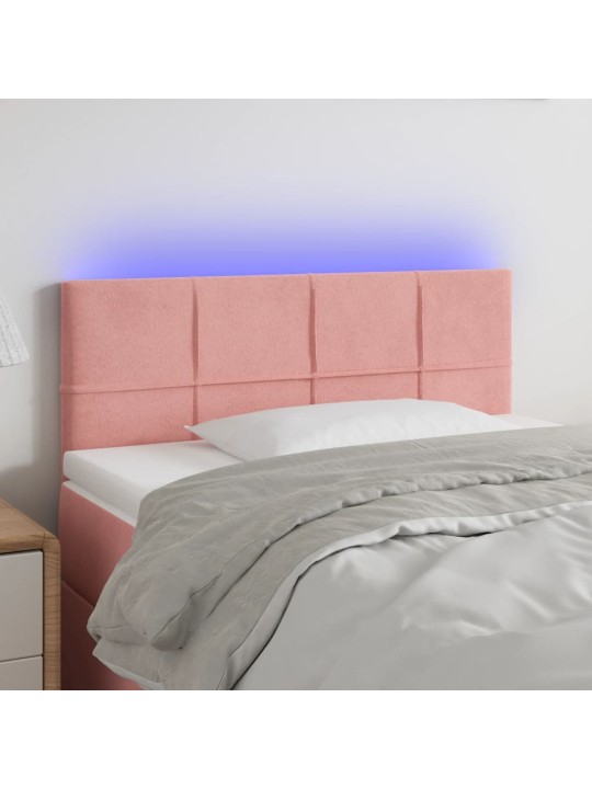 Gultas galvgalis ar led, 90x5x78/88 cm, rozā samts