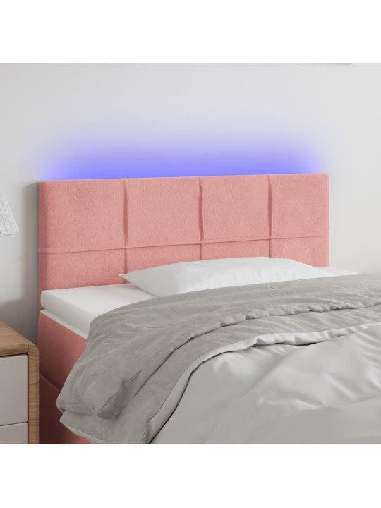 Gultas galvgalis ar LED, 100x5x78/88 cm, rozā samts