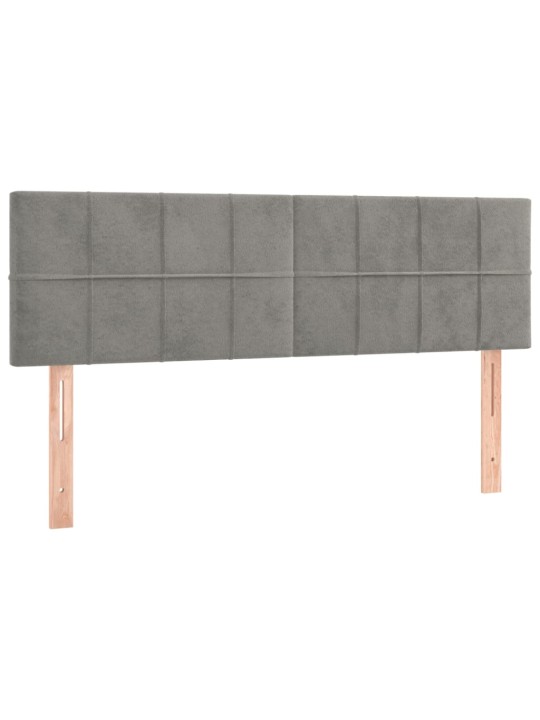 Gultas galvgalis ar LED, 144x5x78/88 cm, gaiši pelēks samts