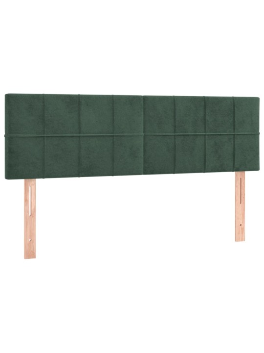 Gultas galvgalis ar LED, 144x5x78/88 cm, tumši zaļš samts