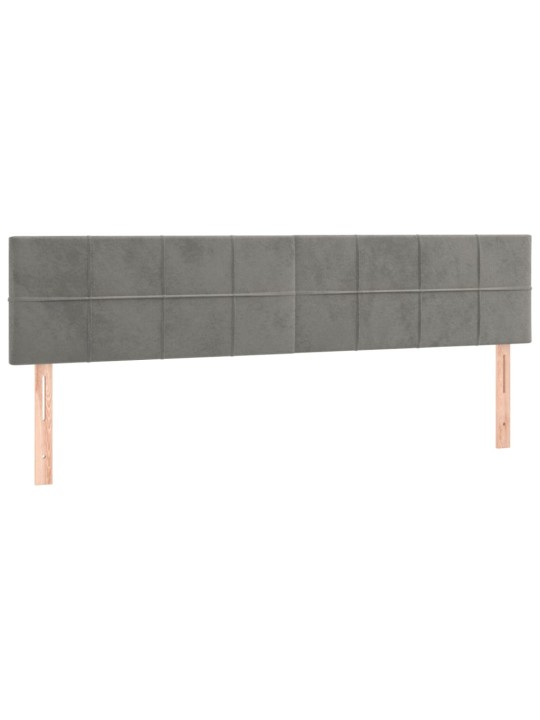 Gultas galvgalis ar led, 200x5x78/88 cm, gaiši pelēks samts