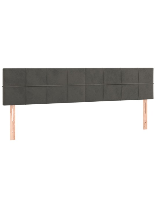 Gultas galvgalis ar led, 200x5x78/88 cm, tumši pelēks samts