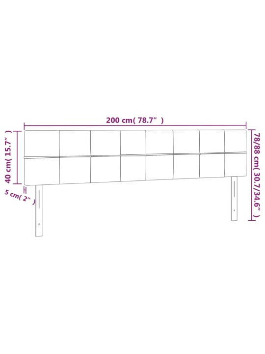 Gultas galvgalis ar led, 200x5x78/88 cm, tumši pelēks samts