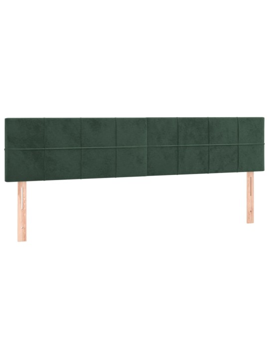 Gultas galvgalis ar led, 200x5x78/88 cm, tumši zaļš samts