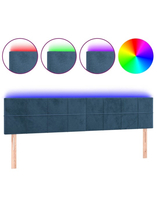 Gultas galvgalis ar led, 200x5x78/88 cm, tumši zils samts