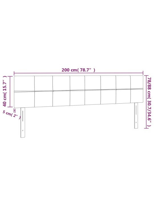 Gultas galvgalis ar led, 200x5x78/88 cm, tumši zils samts