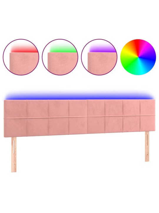 Gultas galvgalis ar led, 200x5x78/88 cm, rozā samts