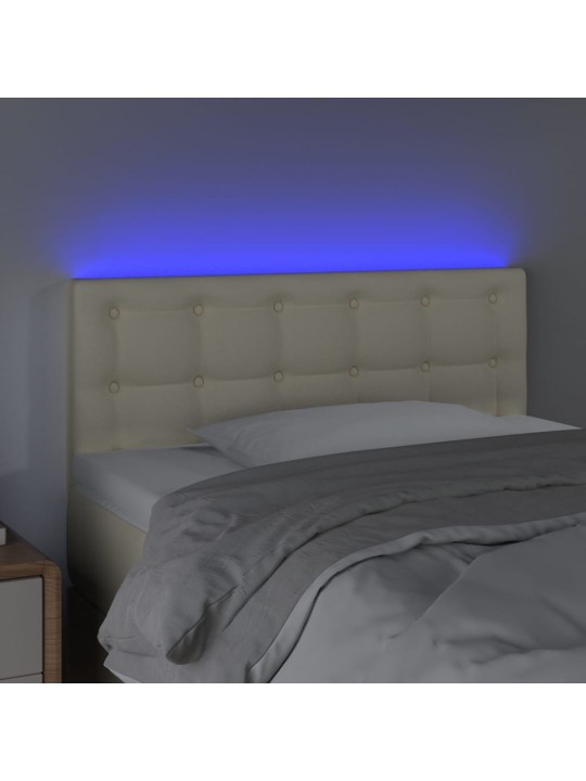 Gultas galvgalis ar LED, 80x5x78/88 cm, krēmkrāsas mākslīgā āda