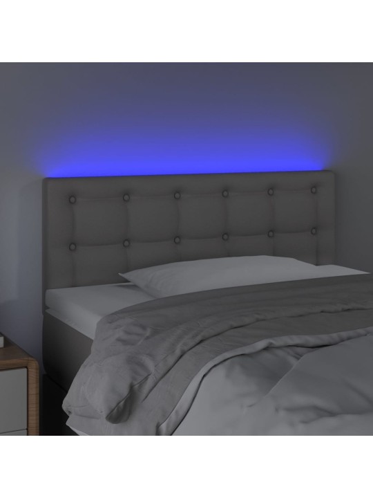 Gultas galvgalis ar led, 80x5x78/88 cm, pelēka mākslīgā āda