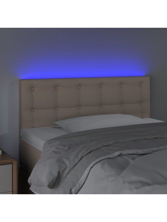 Gultas galvgalis ar led, 80x5x78/88 cm, kapučīno mākslīgā āda