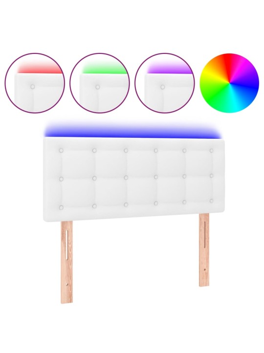Gultas galvgalis ar led, 90x5x78/88 cm, balta mākslīgā āda
