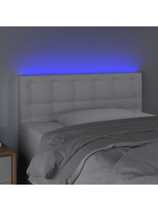 Gultas galvgalis ar led, 90x5x78/88 cm, balta mākslīgā āda