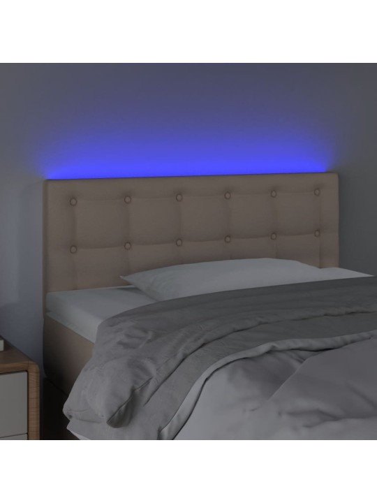 Gultas galvgalis ar led, 90x5x78/88 cm, kapučīno mākslīgā āda