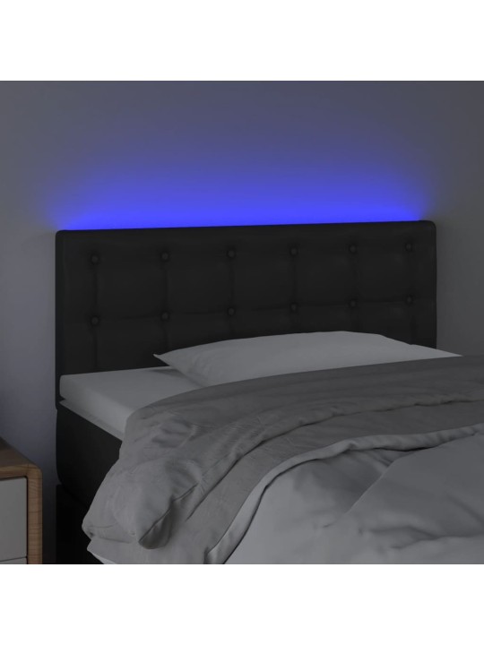 Gultas galvgalis ar LED, 100x5x78/88 cm, melna mākslīgā āda