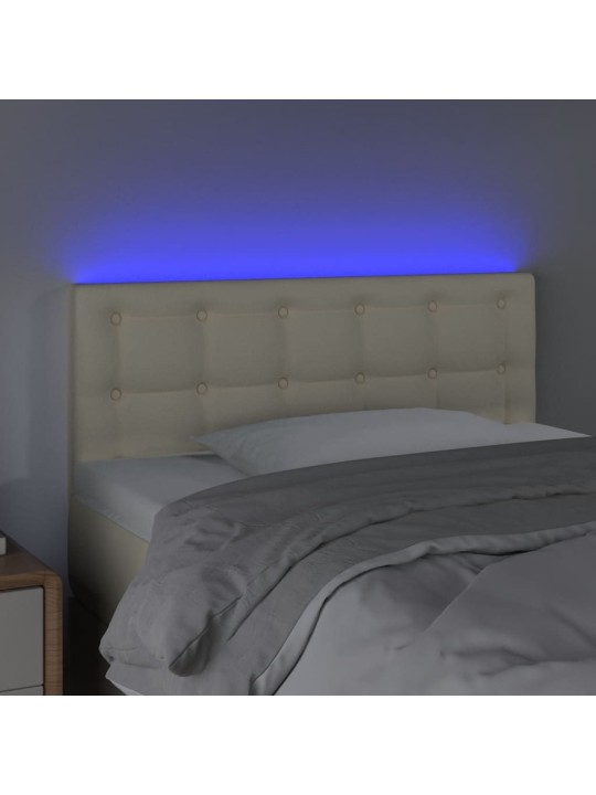Gultas galvgalis ar LED, 100x5x78/88cm, krēmkrāsas mākslīgā āda