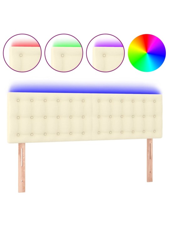 Gultas galvgalis ar led, 144x5x78/88cm, krēmkrāsas mākslīgā āda