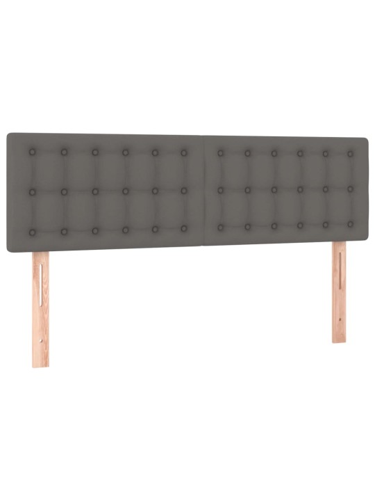 Gultas galvgalis ar LED, 144x5x78/88 cm, pelēka mākslīgā āda