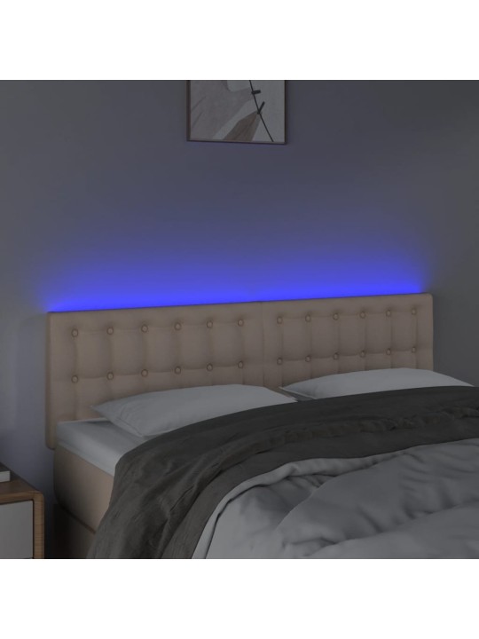 Gultas galvgalis ar LED, 144x5x78/88 cm, kapučīno mākslīgā āda