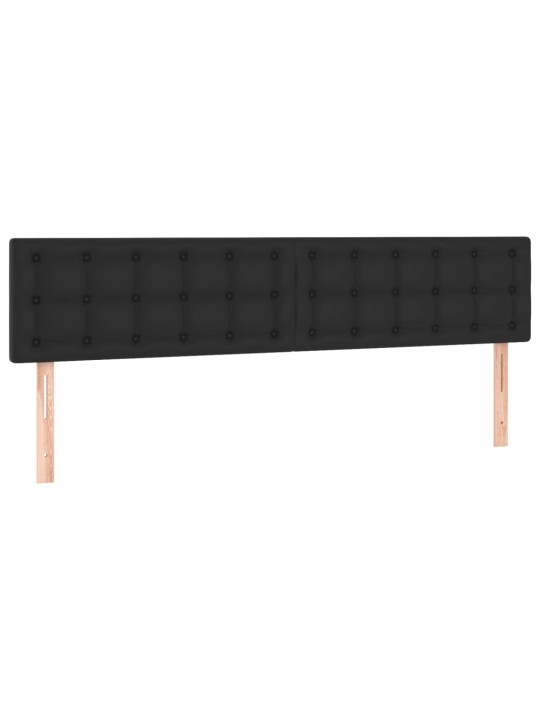 Gultas galvgalis ar led, 200x5x78/88 cm, melna mākslīgā āda