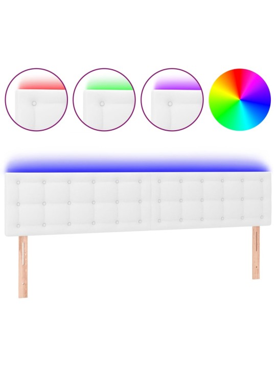Gultas galvgalis ar led, 200x5x78/88 cm, balta mākslīgā āda