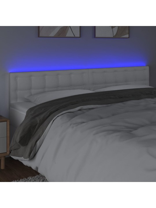Gultas galvgalis ar led, 200x5x78/88 cm, balta mākslīgā āda