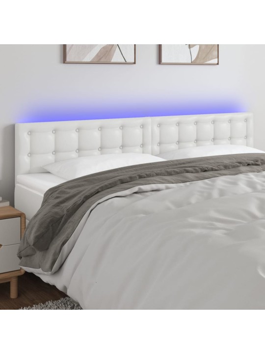 Gultas galvgalis ar led, 200x5x78/88 cm, balta mākslīgā āda