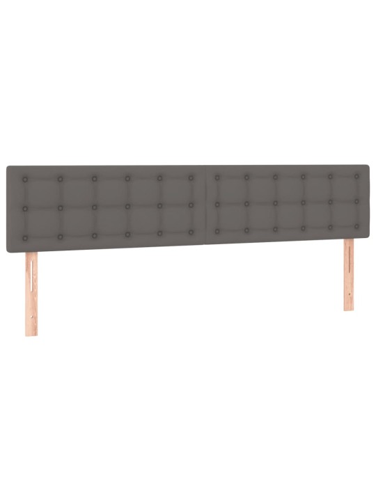 Gultas galvgalis ar led, 200x5x78/88 cm, pelēka mākslīgā āda