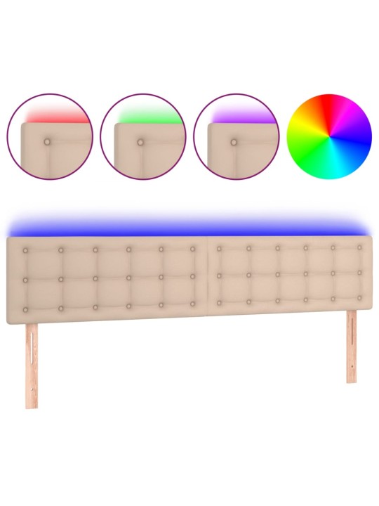 Gultas galvgalis ar led, 200x5x78/88 cm, kapučīno mākslīgā āda