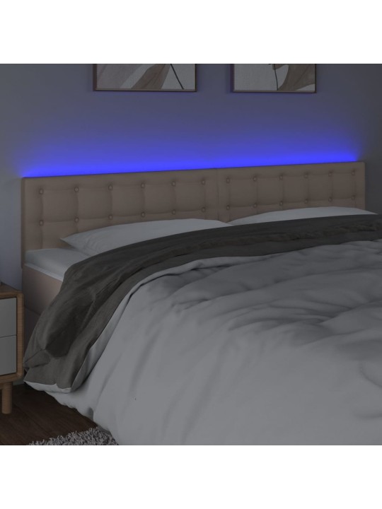 Gultas galvgalis ar led, 200x5x78/88 cm, kapučīno mākslīgā āda