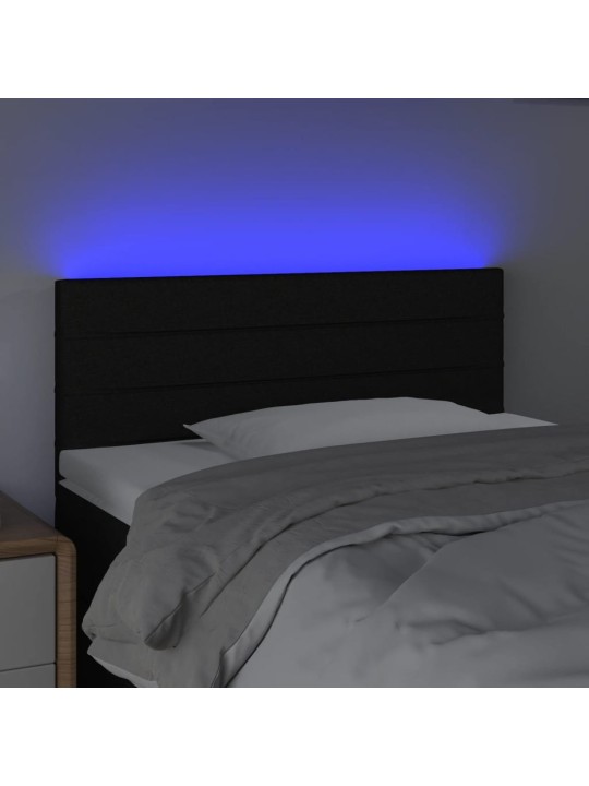 Gultas galvgalis ar led, 80x5x78/88 cm, melns audums