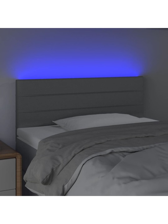 Gultas galvgalis ar led, 90x5x78/88 cm, gaiši pelēks audums