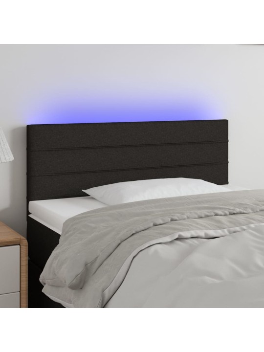 Gultas galvgalis ar led, 90x5x78/88 cm, melns audums