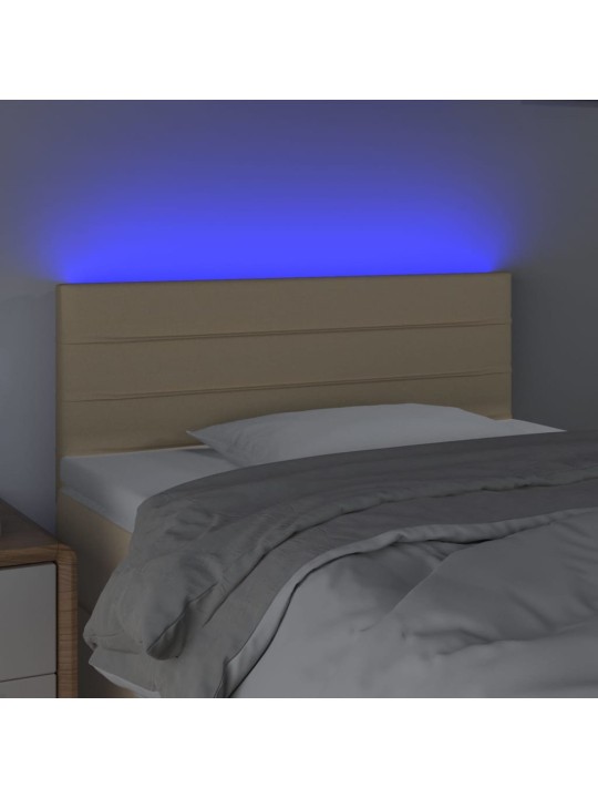 Gultas galvgalis ar led, 90x5x78/88 cm, krēmkrāsas audums