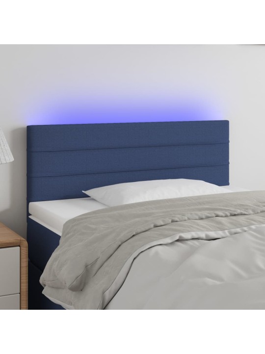 Gultas galvgalis ar led, 90x5x78/88 cm, zils audums