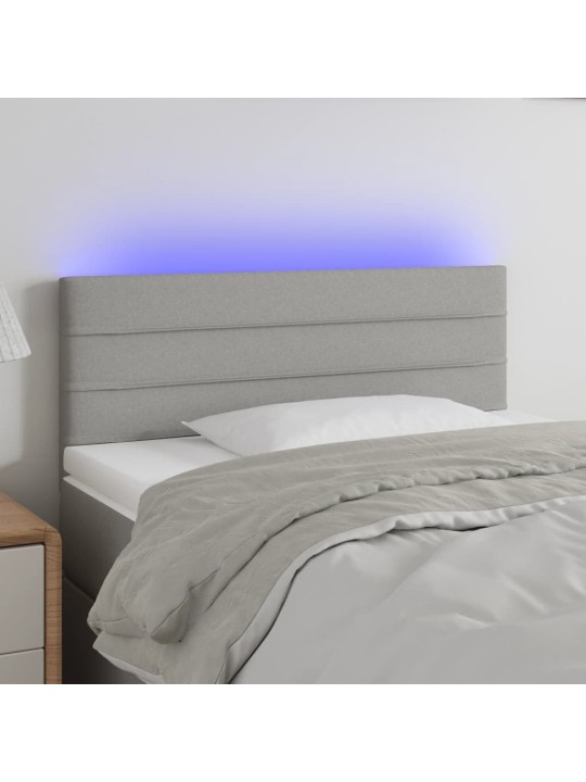 Gultas galvgalis ar LED, 100x5x78/88 cm, gaiši pelēks audums