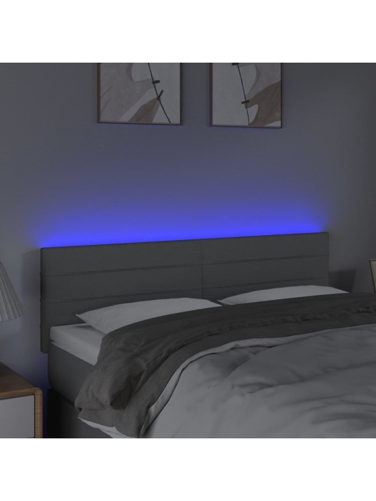 Gultas galvgalis ar LED, 144x5x78/88 cm, gaiši pelēks audums