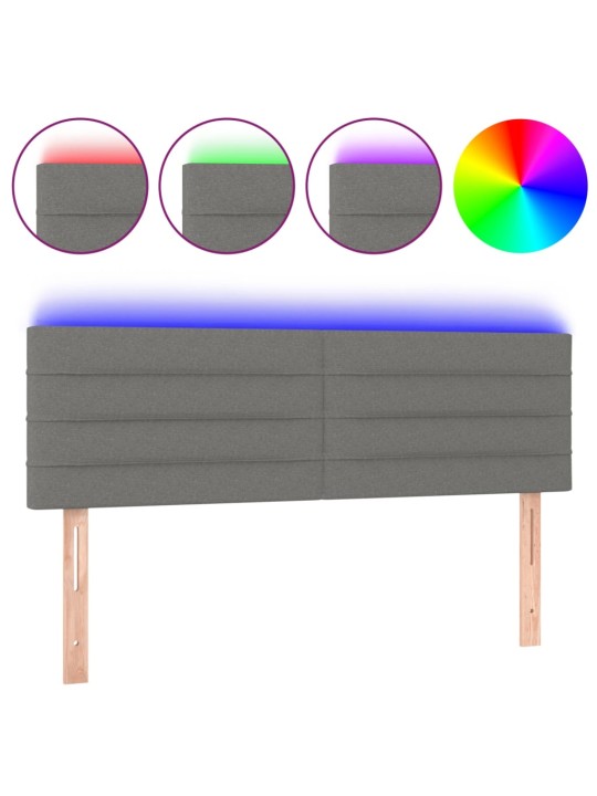 Gultas galvgalis ar LED, 144x5x78/88 cm, tumši pelēks audums