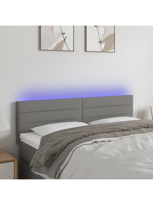 Gultas galvgalis ar LED, 144x5x78/88 cm, tumši pelēks audums