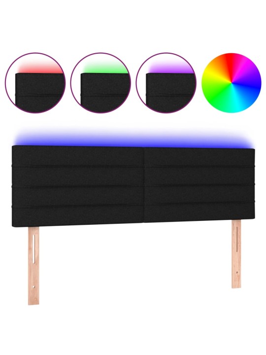 Gultas galvgalis ar LED, 144x5x78/88 cm, melns audums