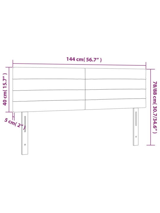 Gultas galvgalis ar LED, 144x5x78/88 cm, melns audums
